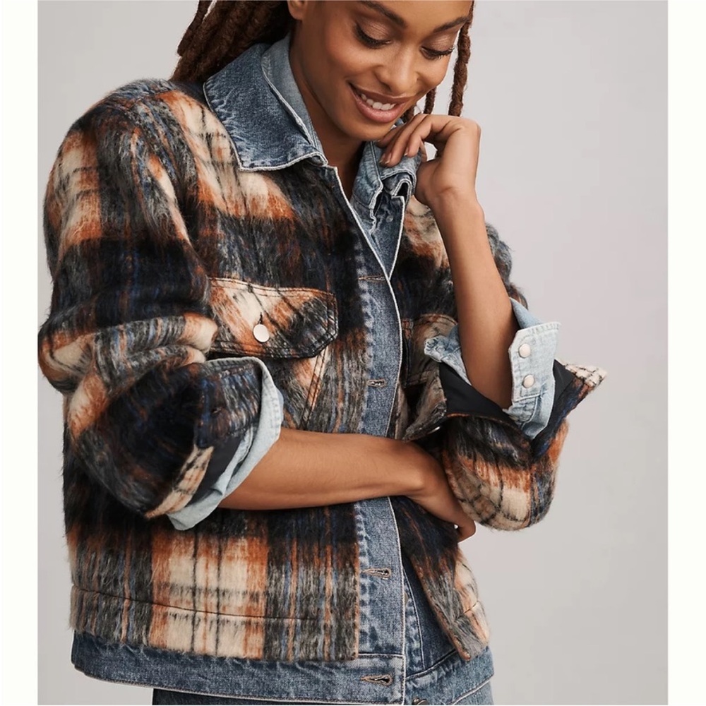 Pilcro Plaid denim mix jacket